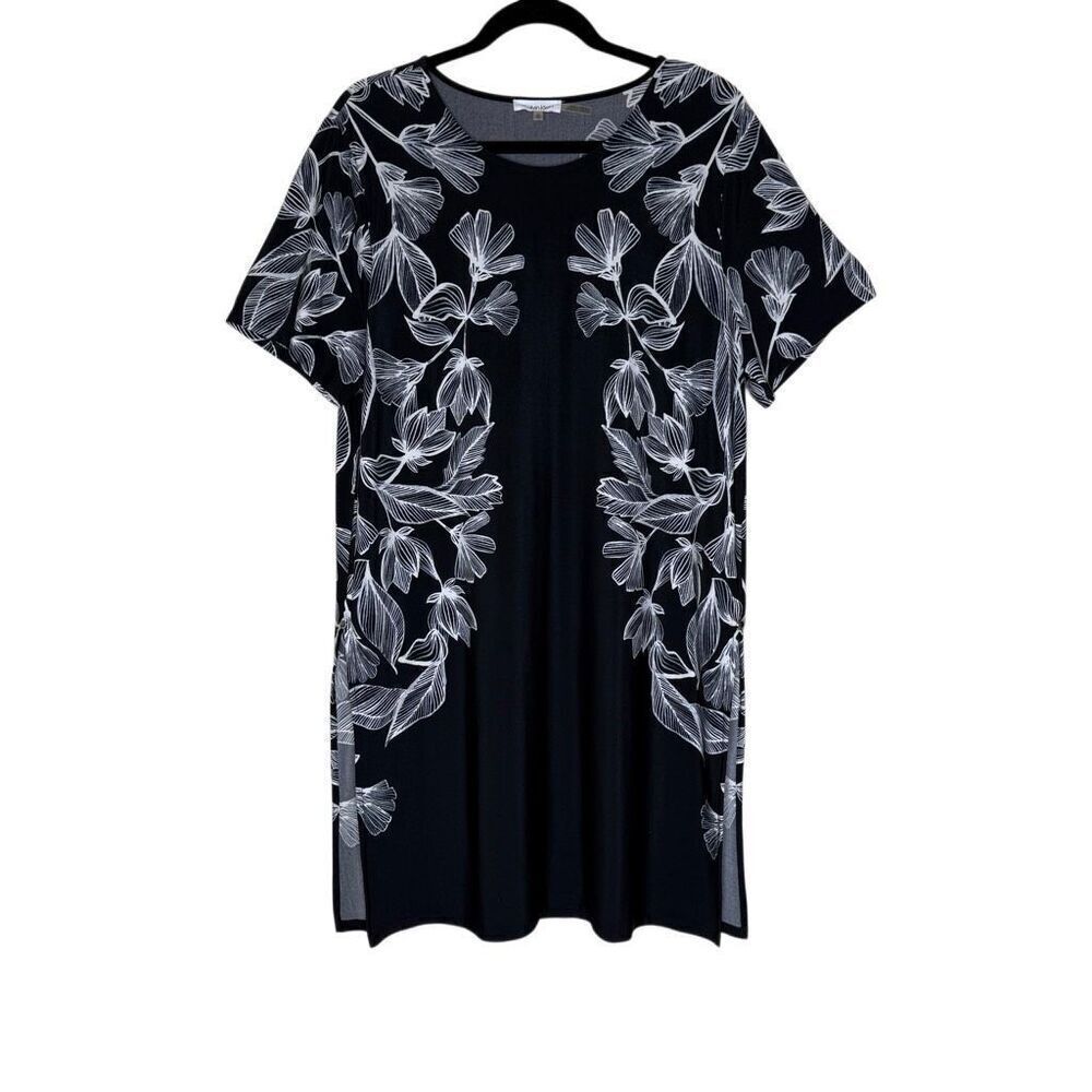 Calvin Klein Black & White Tunic/Swim Cover/Dress Sz XL Pool, Casual, Vacation